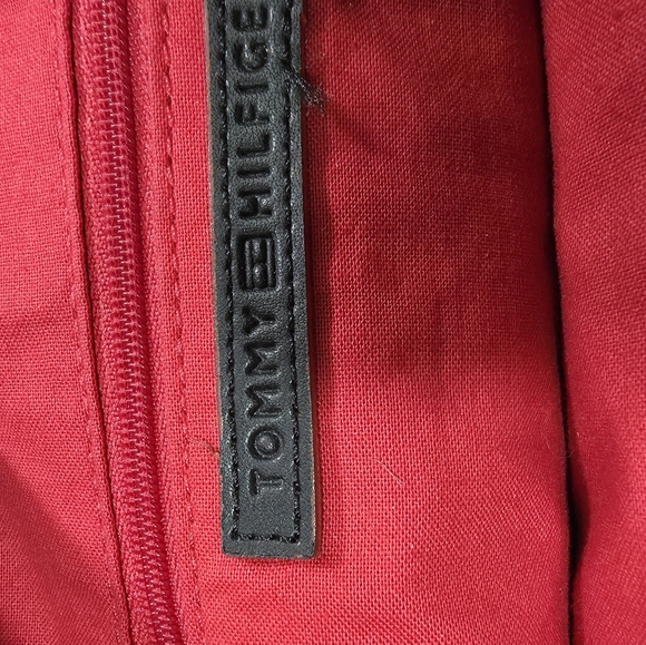 VINTAGE Tommy Hilfiger Red Canvas Hobo Bag | Y2K Sporty Chic - Picture 3 of 10